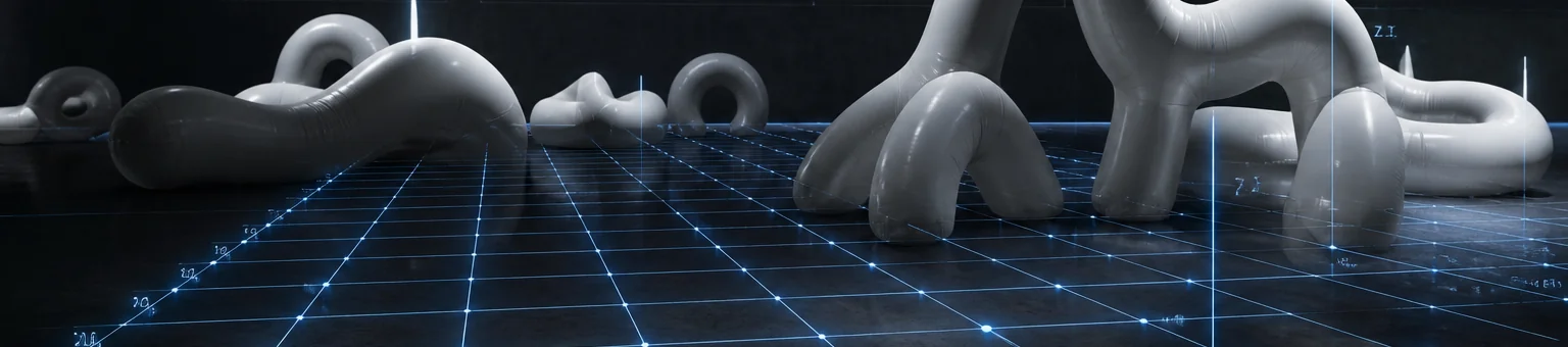Concept visualisation of inflatable forms on a study grid