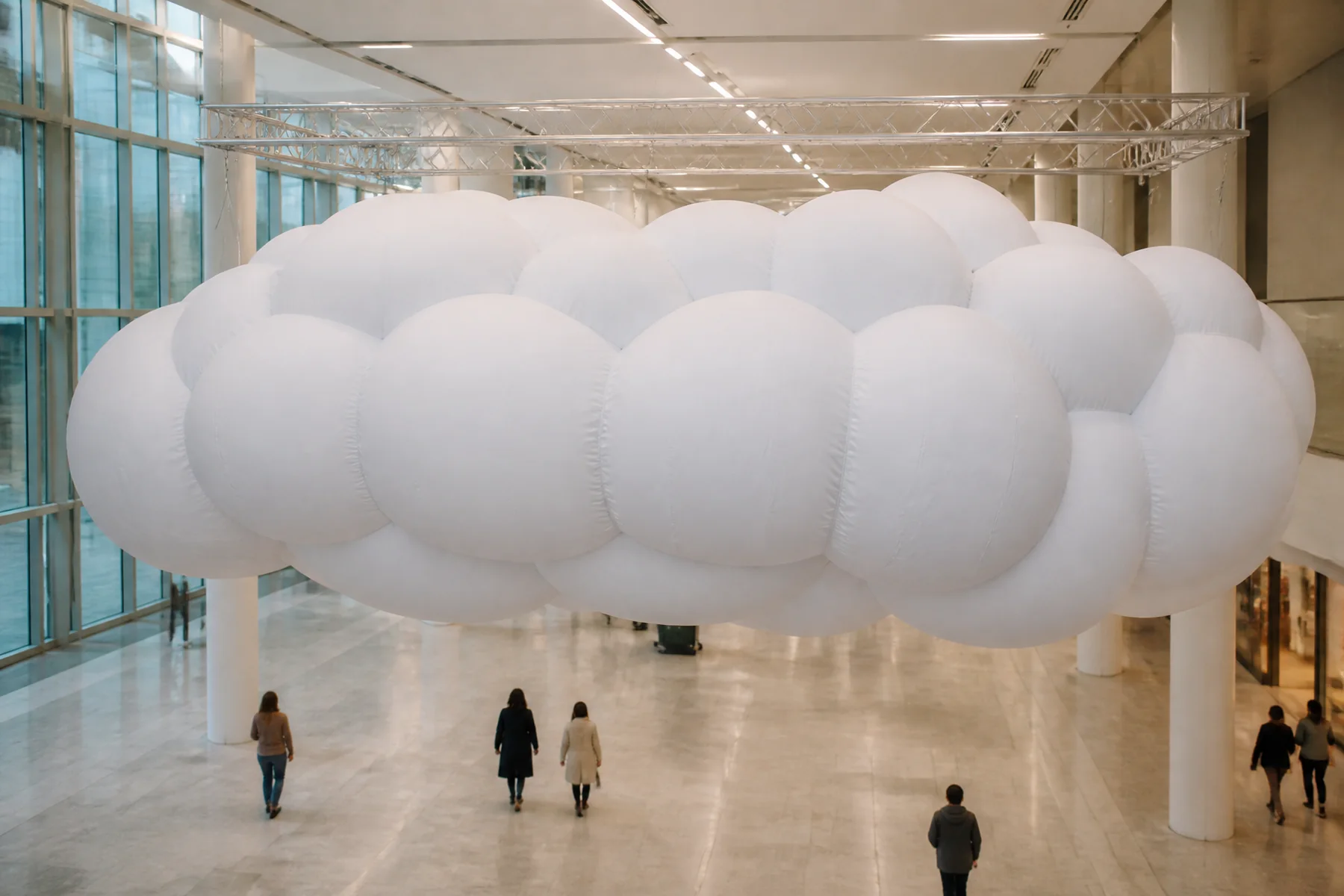 Overlapping soft cloud-like inflatable lobes