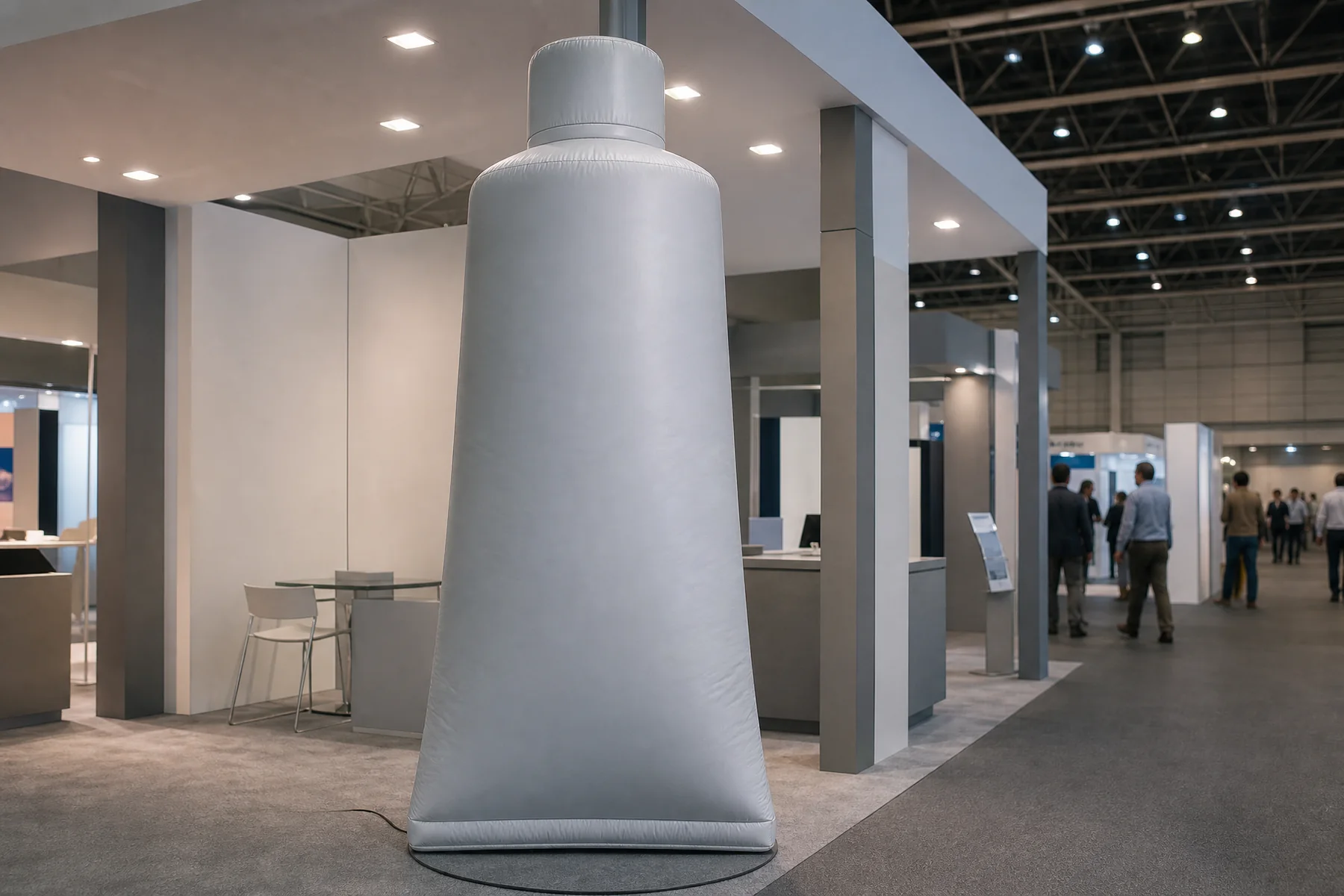 Flattened inflatable tube with a sealed end and screw cap