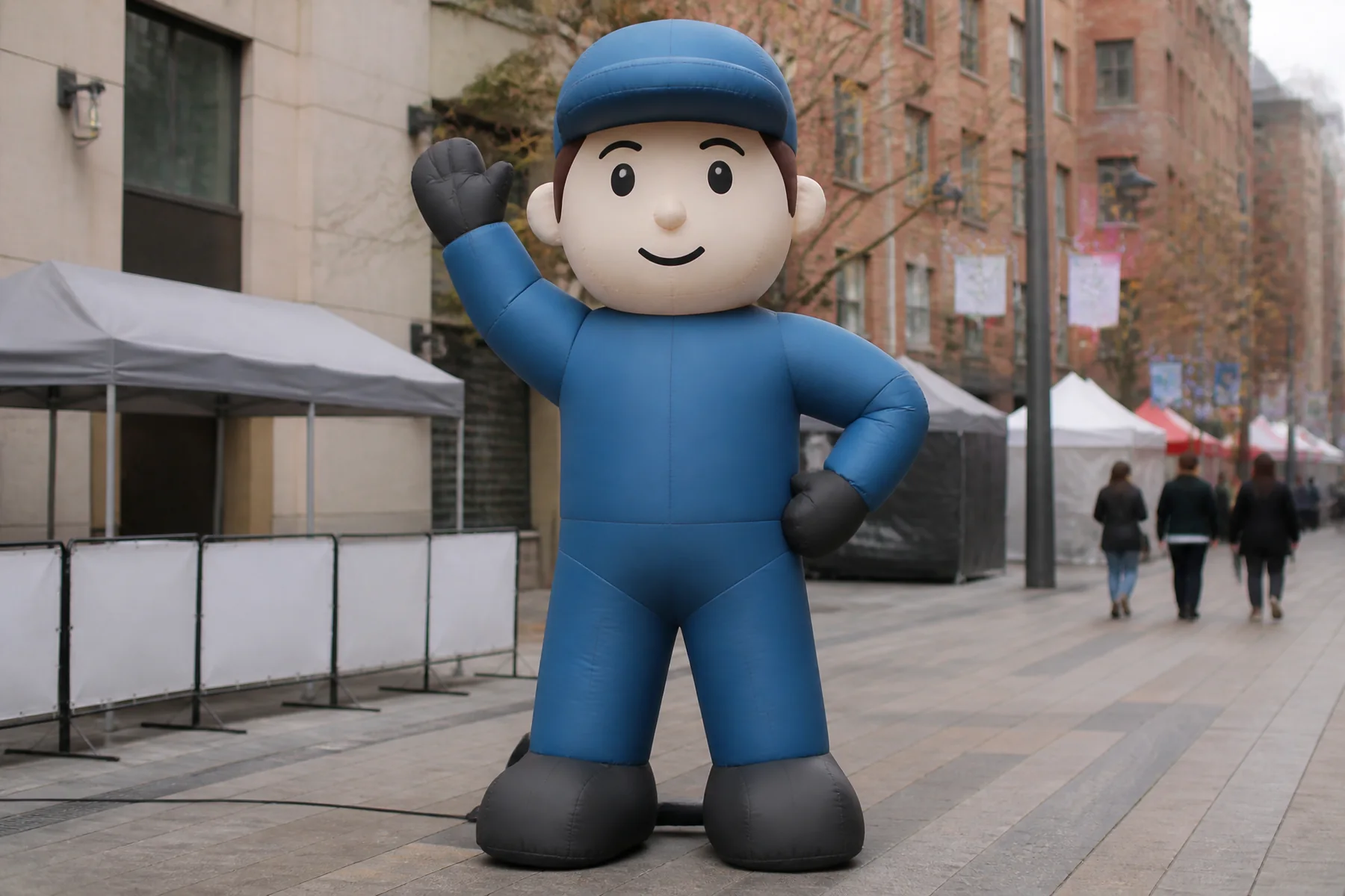 Original stylised human inflatable mascot with costume-led identity