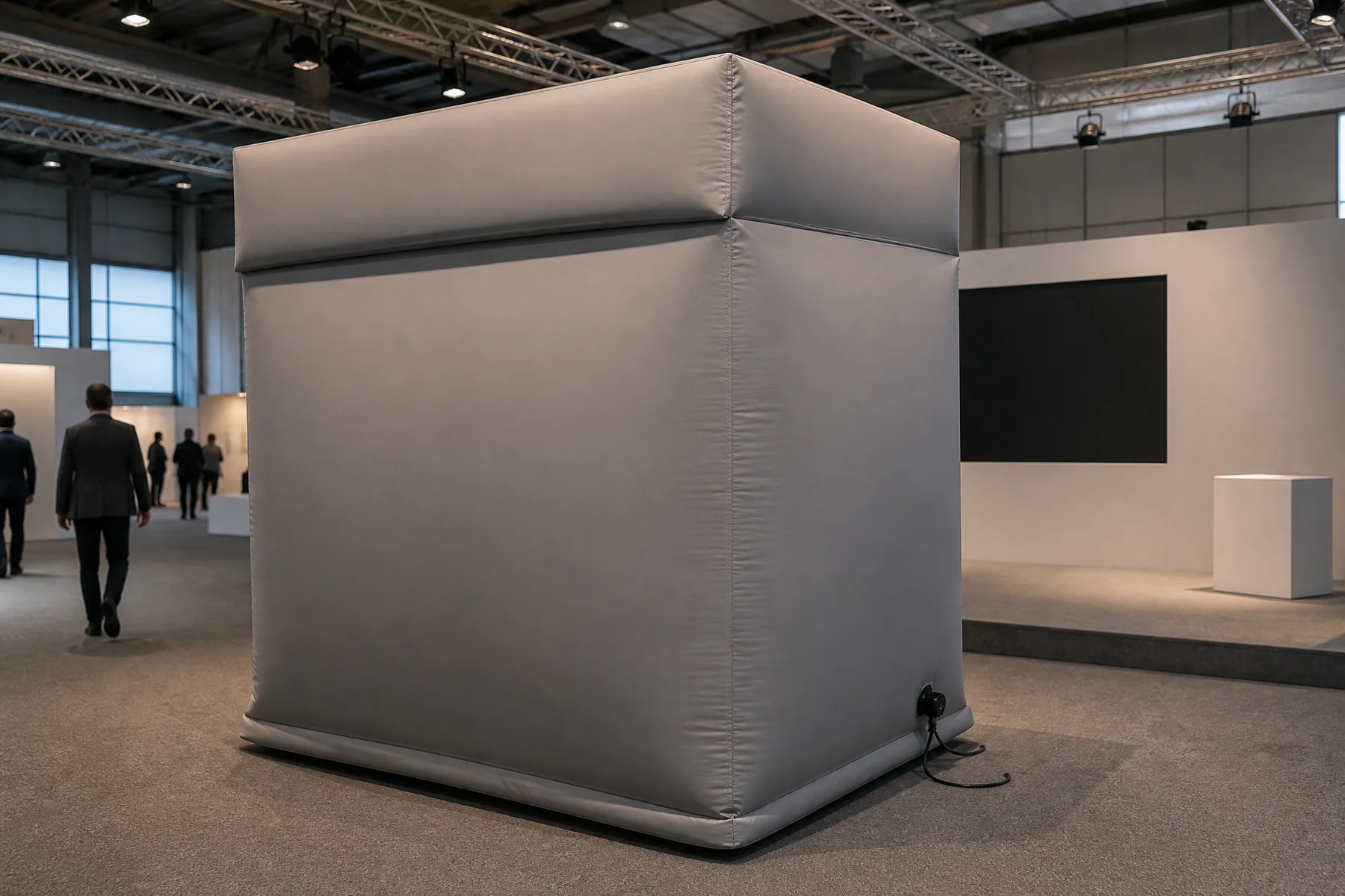 Rectangular inflatable carton with folded-panel logic