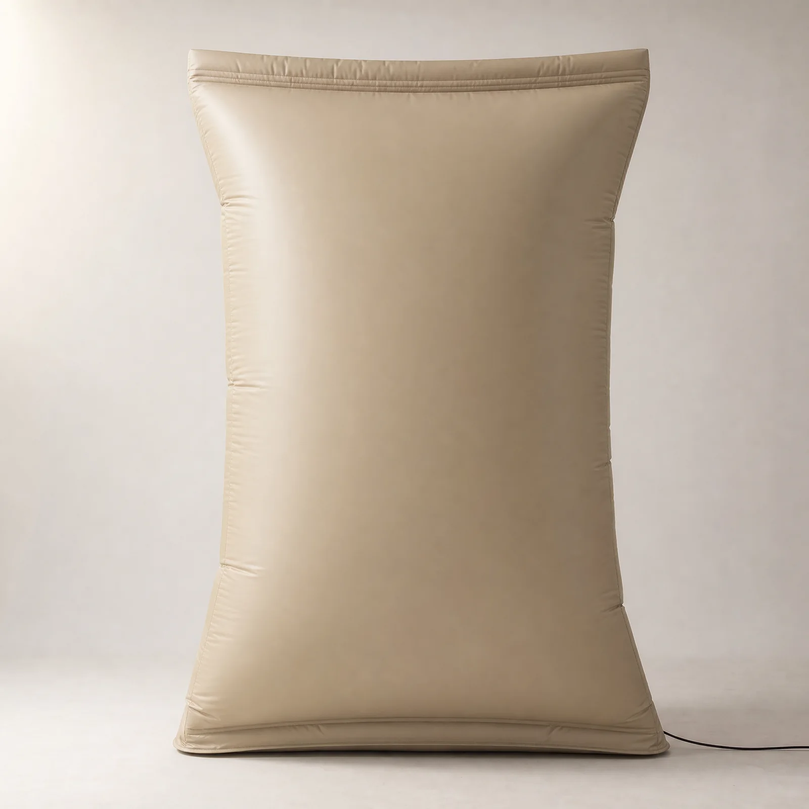 Soft inflatable pouch with a sealed top and rounded body