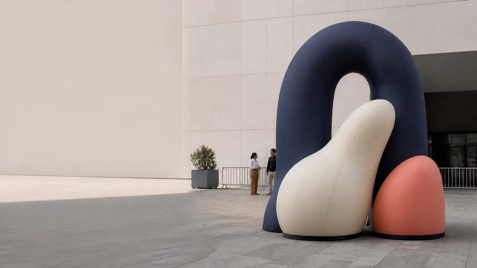 Original soft inflatable sculpture in a commercial brand activation setting.